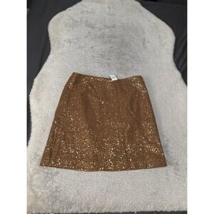 Ann Taylor LOFT Gold Sequin‎ Skirt Wool Blend NWT Size 10